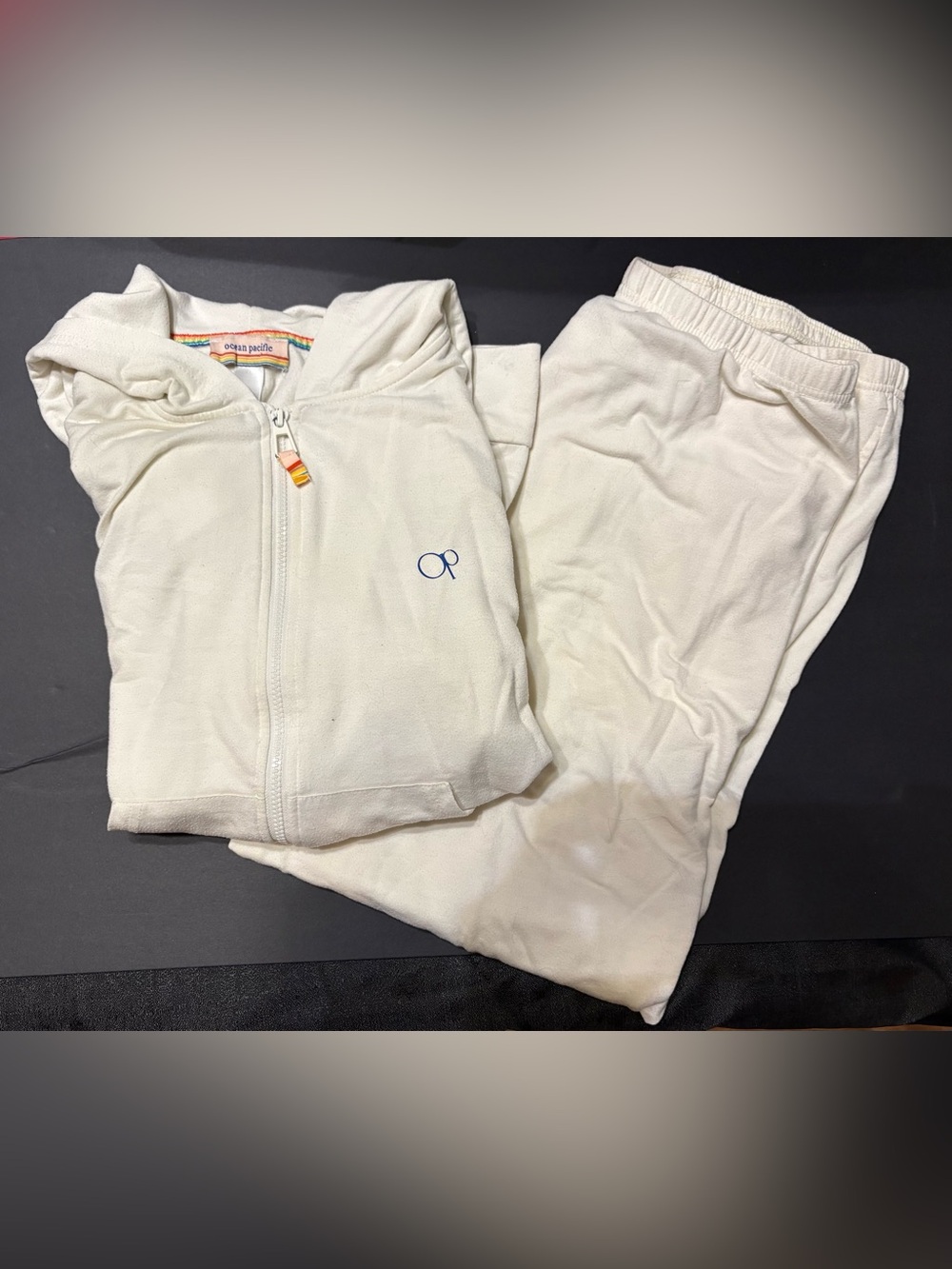 Ocean Pacific Day Breakers Women’s Cream w/ Rainbow Accents  Hoodie & Jogger Set